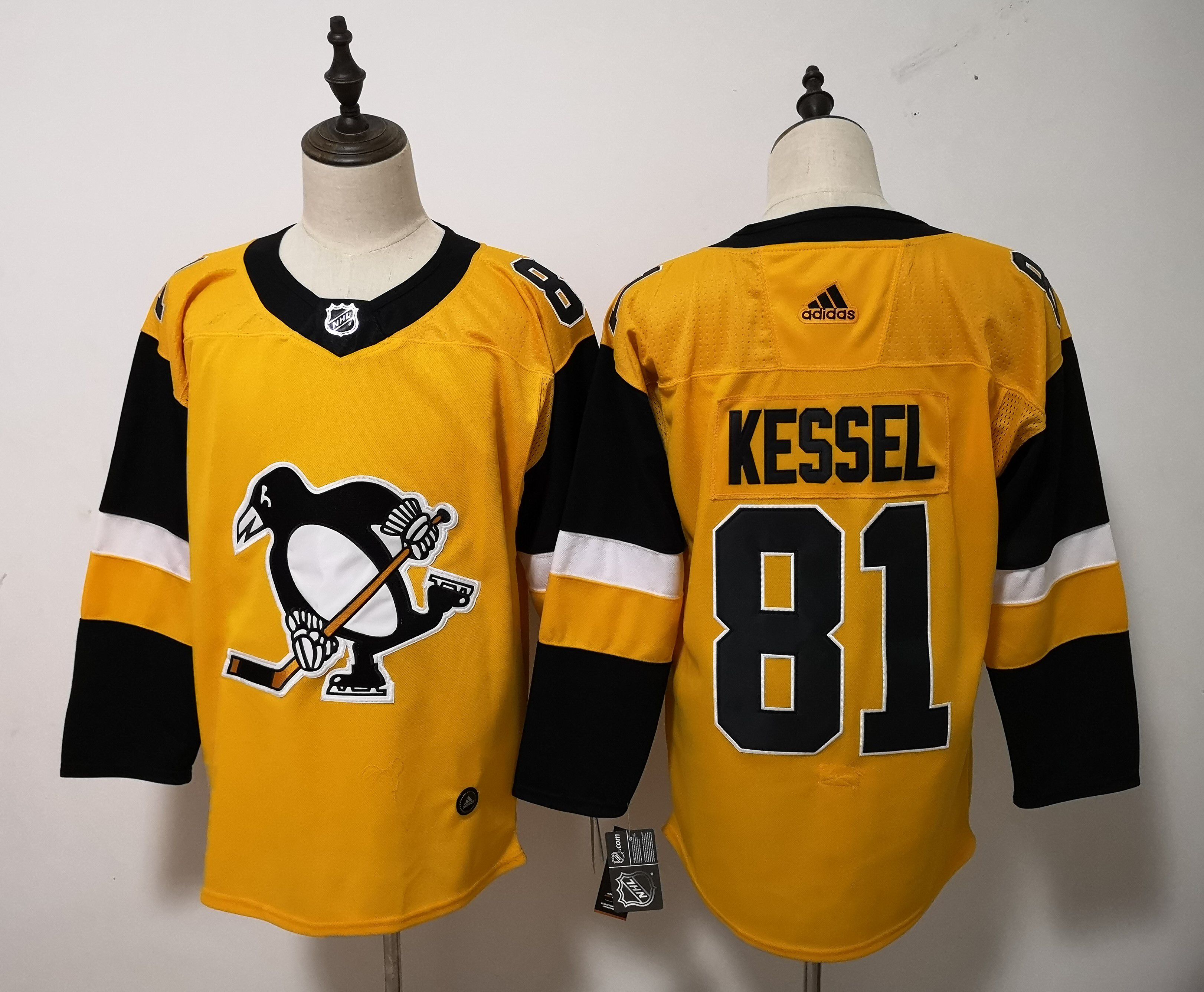 Men Pittsburgh Penguins #81 Kessel Yellow Adidas Alternate Authentic Stitched NHL Jersey